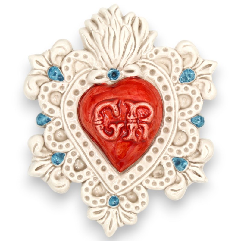 Sacred Heart, Ex Voto, Caltagirone keramik, h 16 x 14 cm ca. (1st) Diverse modeller - 