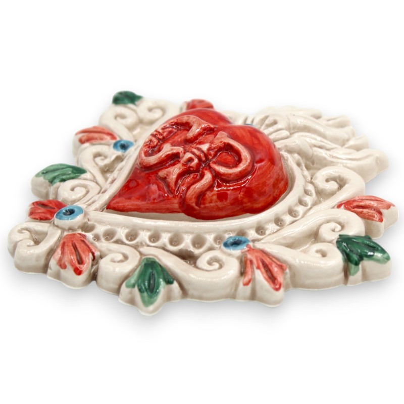 Najświętsze Serce, Ex Voto, ceramika Caltagirone, wys. 16 x 14 cm ok. (1 szt.) Różne modele - 