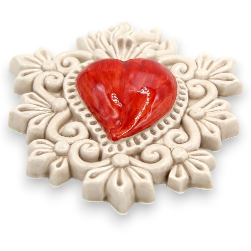 Sacred Heart, Ex Voto, Caltagirone keramik, h 16 x 14 cm ca. (1st) Diverse modeller - 