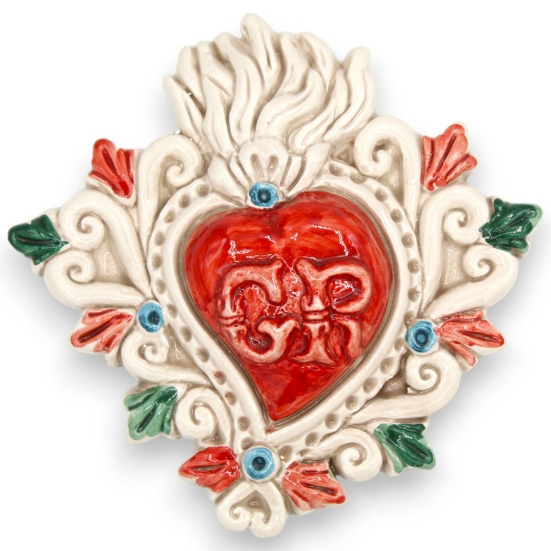 Najświętsze Serce, Ex Voto, ceramika Caltagirone, wys. 16 x 14 cm ok. (1 szt.) Różne modele - 
