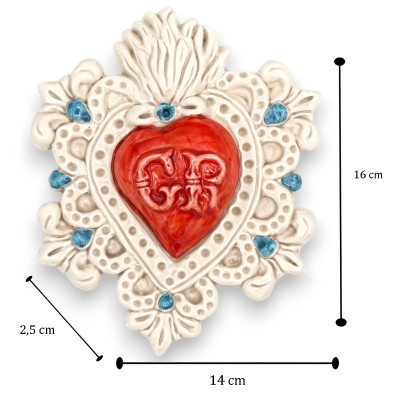 Najświętsze Serce, Ex Voto, ceramika Caltagirone, wys. 16 x 14 cm ok. (1 szt.) Różne modele - 