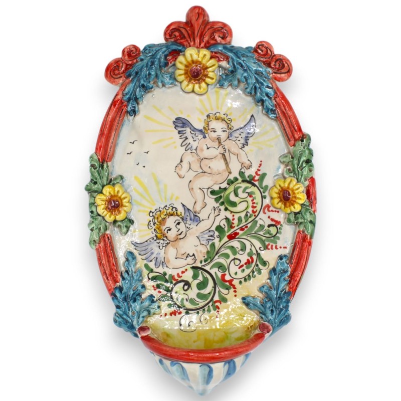 Pila de cerámica de Caltagirone - h 30 x 20 cm aprox. Con decoraciones en relieve MD2 - 