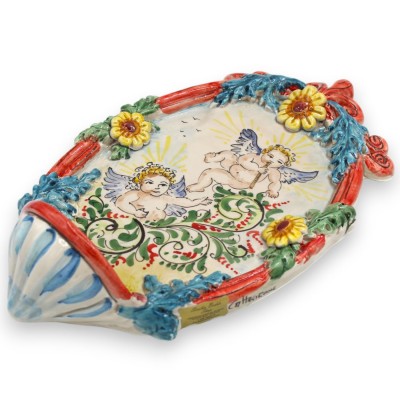 Pila de cerámica de Caltagirone - h 30 x 20 cm aprox. Con decoraciones en relieve MD2 - 