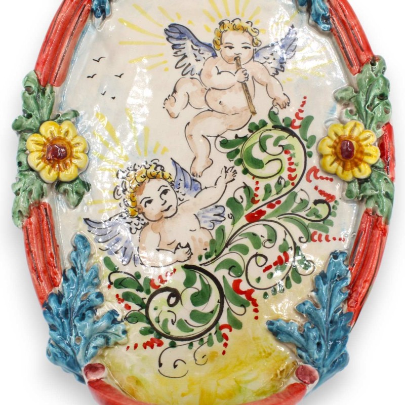 Estufa de cerâmica Caltagirone - h 30 x 20 cm aprox. Com decorações em relevo MD2 - 