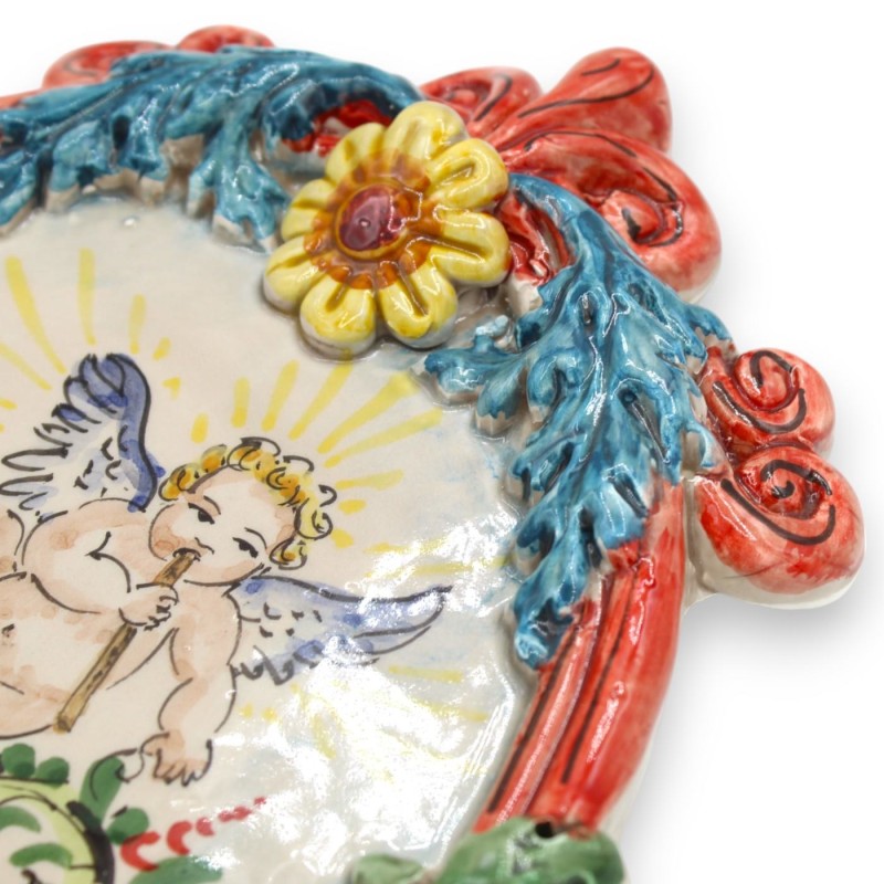 Estufa de cerâmica Caltagirone - h 30 x 20 cm aprox. Com decorações em relevo MD2 - 
