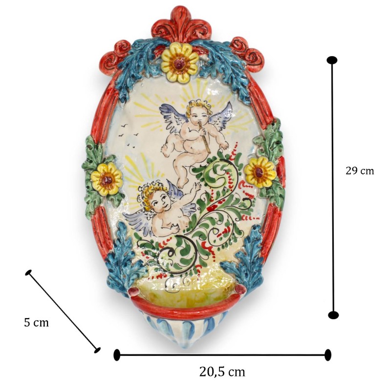Estufa de cerâmica Caltagirone - h 30 x 20 cm aprox. Com decorações em relevo MD2 - 