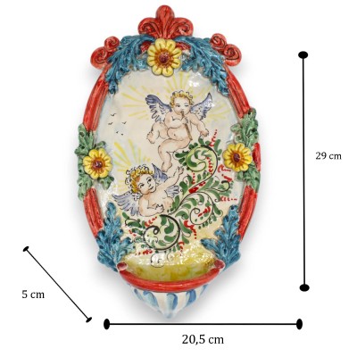 Pila de cerámica de Caltagirone - h 30 x 20 cm aprox. Con decoraciones en relieve MD2 - 