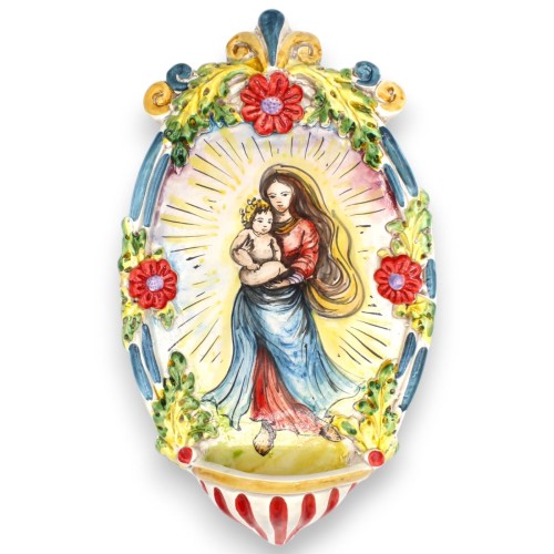 Keramieken schaal Caltagirone - h 30 x 20 cm ca. Met MD3-reliëfversieringen - 