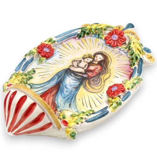 Keramieken schaal Caltagirone - h 30 x 20 cm ca. Met MD3-reliëfversieringen -  2