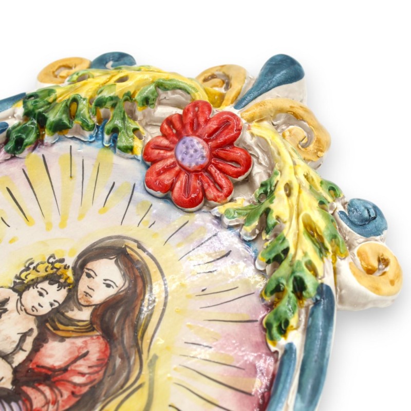 Keramieken schaal Caltagirone - h 30 x 20 cm ca. Met MD3-reliëfversieringen - 