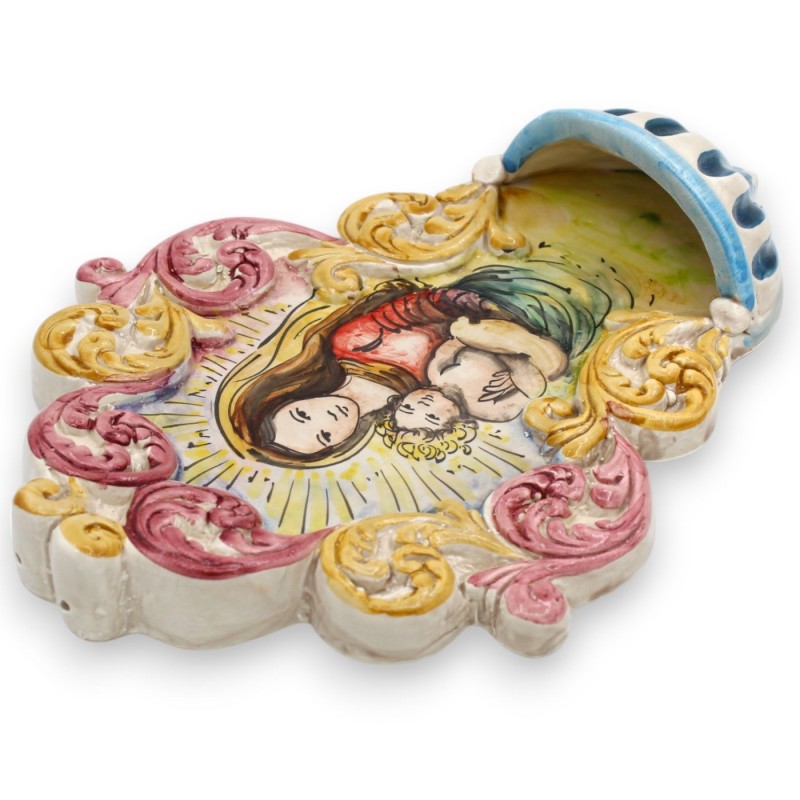 Caltagirone keramisk stoup - h 30 x 20 cm ca. Med MD4 reliefdekorationer - 