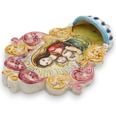 Caltagirone keramisk stoup - h 30 x 20 cm ca. Med MD4 reliefdekorationer - 