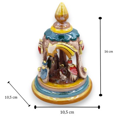Klockkrubba, Caltagirone keramik, ca 16 cm hög. dekorationer i 24k rent guld och pärlemor emalj - 