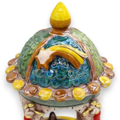 Presepe Cupola Barocca, ceramica Caltagirone, h 22 cm ca. Smalto Oro Zecchino 24k e Madreperla - 
