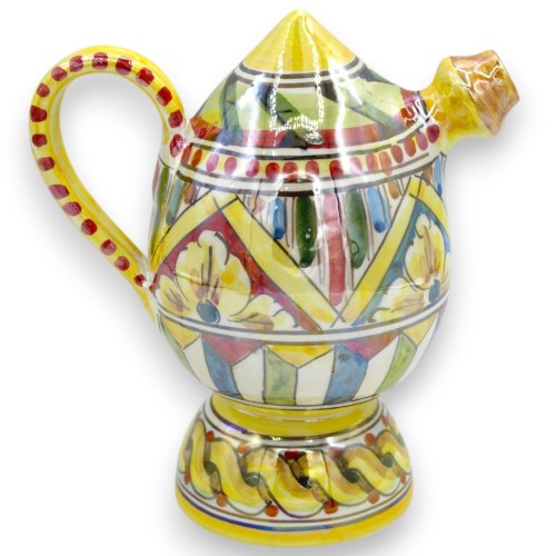Bummulo malandrino Wasserflasche, Caltagirone-Keramik, H ca. 15 cm. Perlmutt-Email, sizilianische Karrendekoration MD1 -