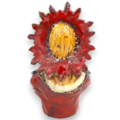 Bust of a Woman, Red Lady, Caltagirone ceramic - h 25 cm approx. with Crown - 