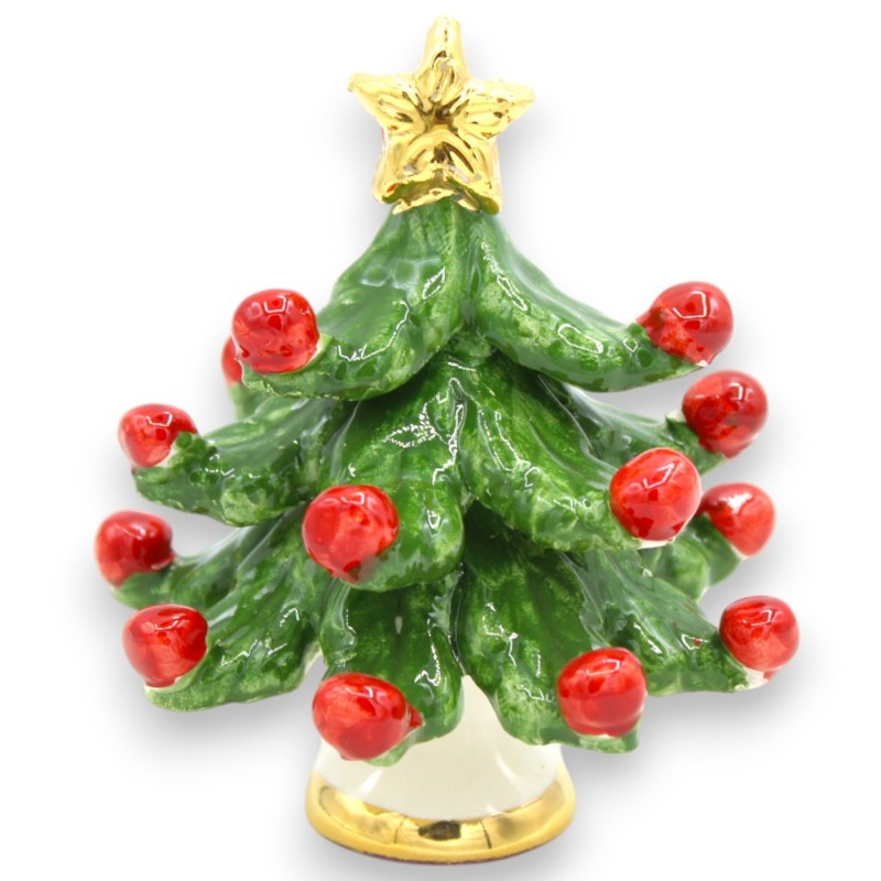 Choinka ceramiczna Caltagirone wys. ok. 11 cm Detale emaliowane z 24-karatowego złota - 
