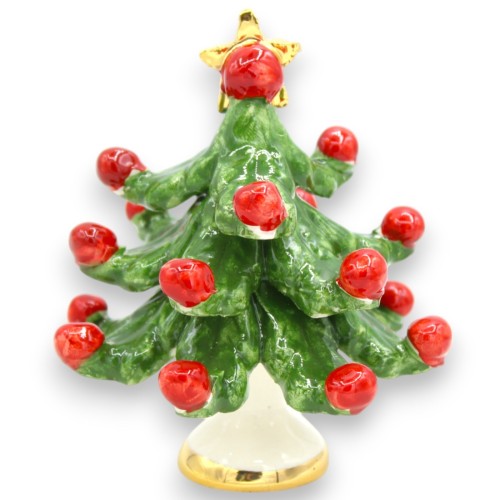 Árvore de Natal em cerâmica Caltagirone com aproximadamente 11 cm. Detalhes de esmalte em ouro puro 24k -  2
