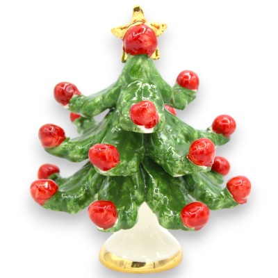 Árbol de Navidad de cerámica Caltagirone h aprox. Detalles de esmalte en oro puro de 24k - 