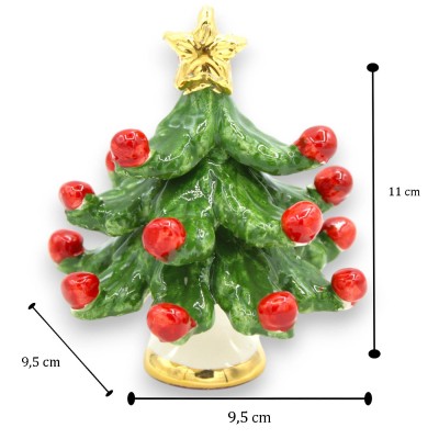 Choinka ceramiczna Caltagirone wys. ok. 11 cm Detale emaliowane z 24-karatowego złota - 