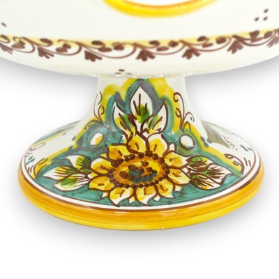 Bågad fruktskål i mitten, Caltagirone keramik, 4 storleksalternativ (1 st) Barockdekoration med solrosor - 