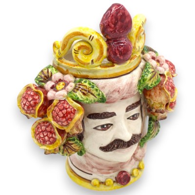 Têtes siciliennes brun foncé avec couronne (paire) h environ 25 cm. Céramique Caltagirone, application de grenades - 