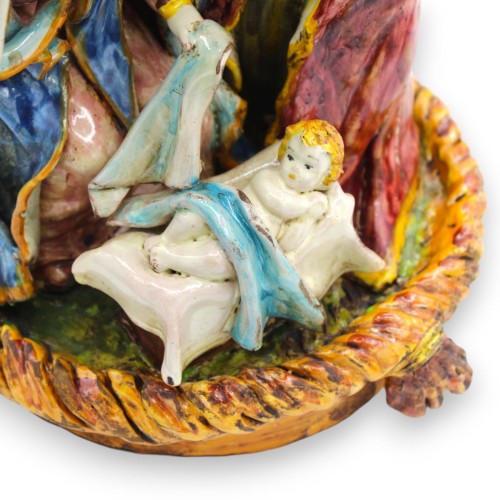 Presépio da Sagrada Família, Presépio com Base com Cordão h 28 x 20 cm aprox. Cerâmica Caltagirone -  2