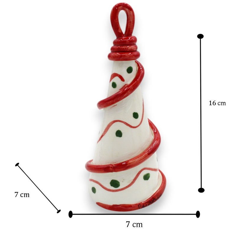 Moderne kerstboom, kegel van touw, keramiek van Caltagirone, h ca. 15 / 16 cm. - 