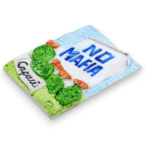 Aimant en céramique sicilienne, h environ 7 cm. Bâtiment Capaci "Pas de mafia" -  2