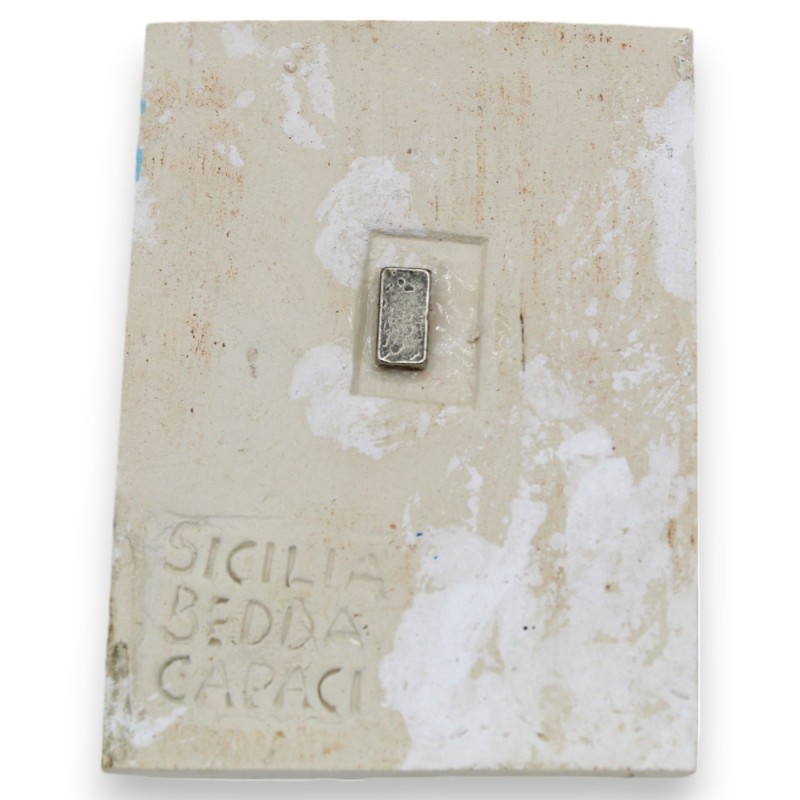 Magnete Calamita in ceramica Siciliana, h 7 cm ca. casetta No Mafia Capaci - 