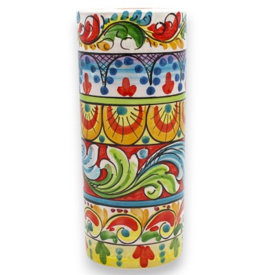 Porta mestoli in ceramica Caltagirone, h 22 x Ø 10 cm ca. Multi decoro - 