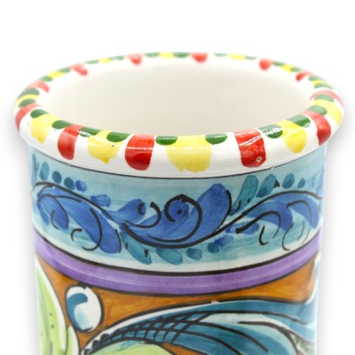 Porta-concha de cerâmica Caltagirone, h 20 x Ø 10 cm aprox (1 unidade) com borda, multidecoração - 