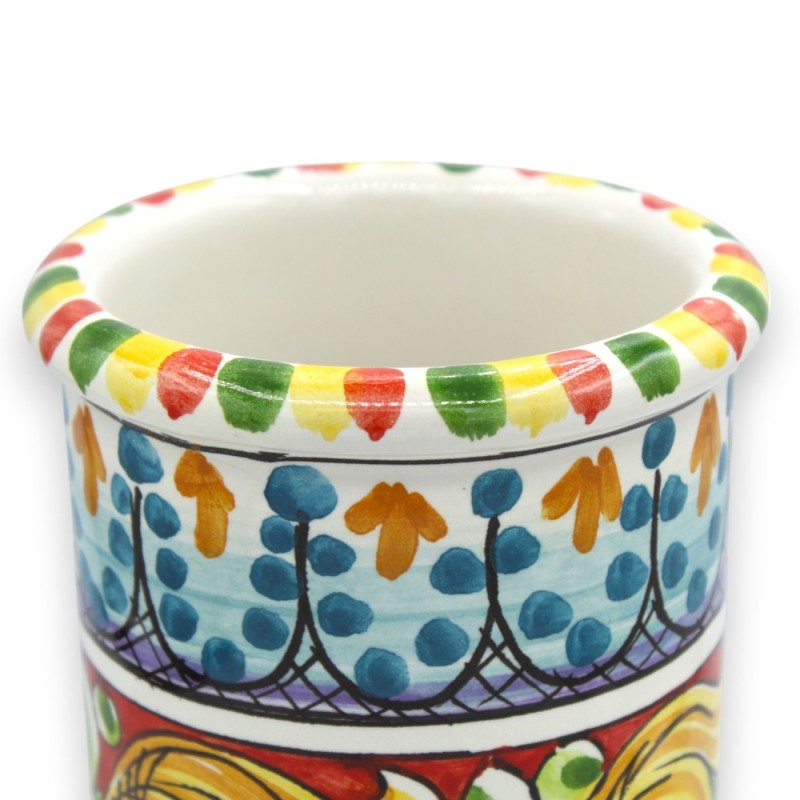 Caltagirone keramisk skänkhållare, h 20 x Ø 10 cm ca (1 st) med bård, multidekoration - 