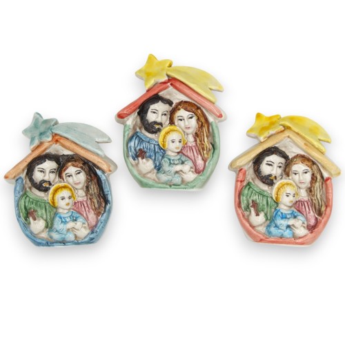 Médaillon sur pied Crèche, h 9 x 8 cm environ (1pc) Céramique Caltagirone, Couleur aléatoire - 
