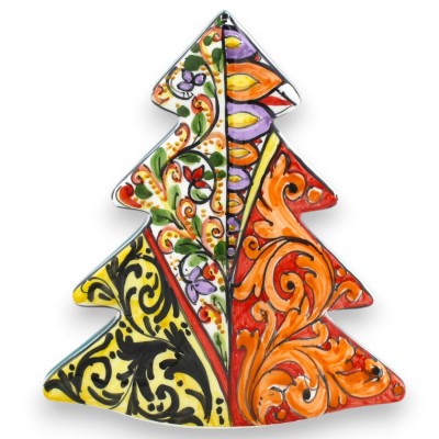 Julgran i modern stil, fristående, Caltagirone keramik h 20 x 20 cm ca. multi-dekoration - 