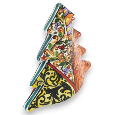 Julgran i modern stil, fristående, Caltagirone keramik h 20 x 20 cm ca. multi-dekoration - 