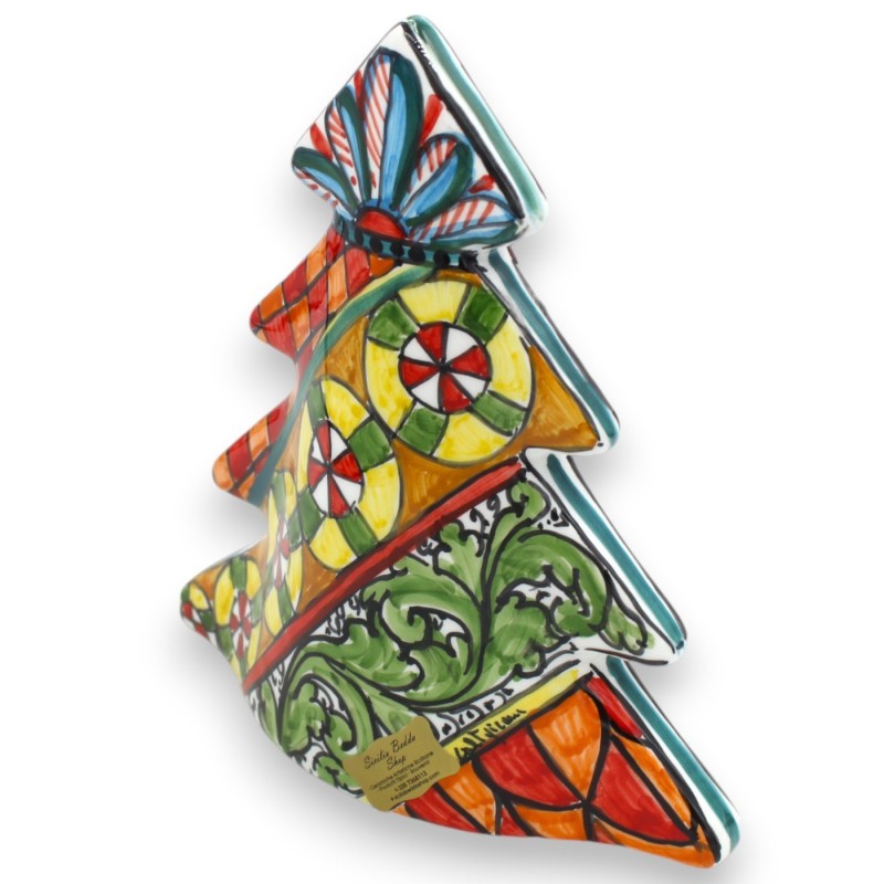Julgran i modern stil, fristående, Caltagirone keramik h 20 x 20 cm ca. multi-dekoration - 