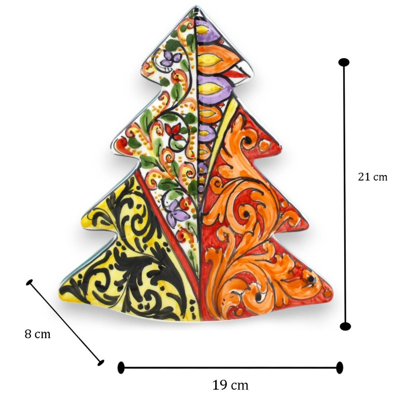 Julgran i modern stil, fristående, Caltagirone keramik h 20 x 20 cm ca. multi-dekoration - 