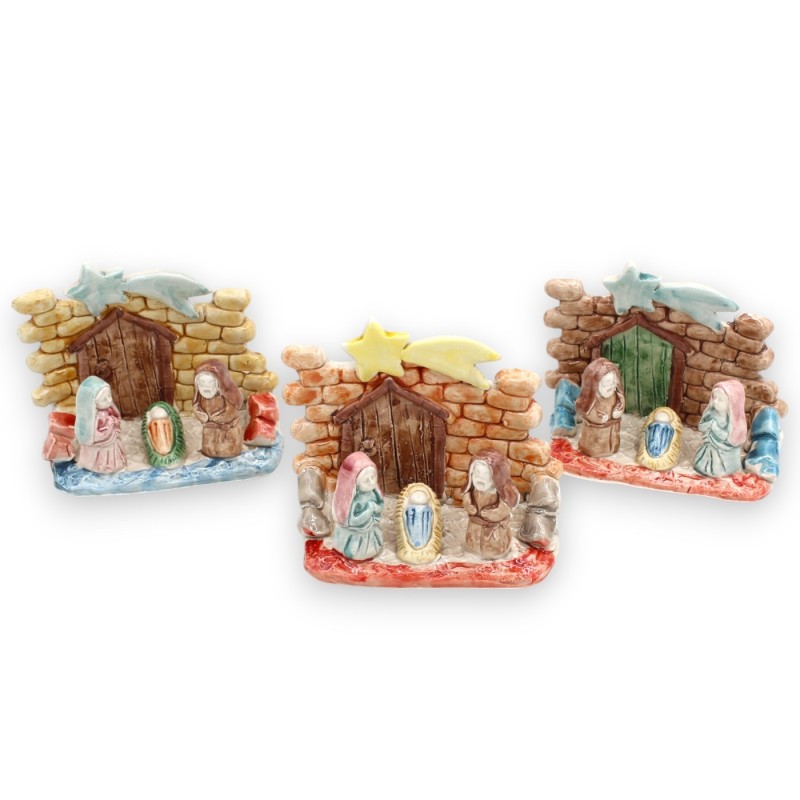 Hut kerststal h 10 x B 12 cm ca. Caltagirone-keramiek, reliëfdecoraties en MD1-toepassingen - 