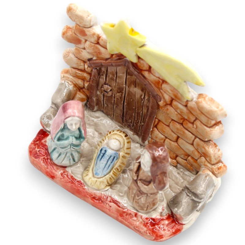 Hut kerststal h 10 x B 12 cm ca. Caltagirone-keramiek, reliëfdecoraties en MD1-toepassingen - 