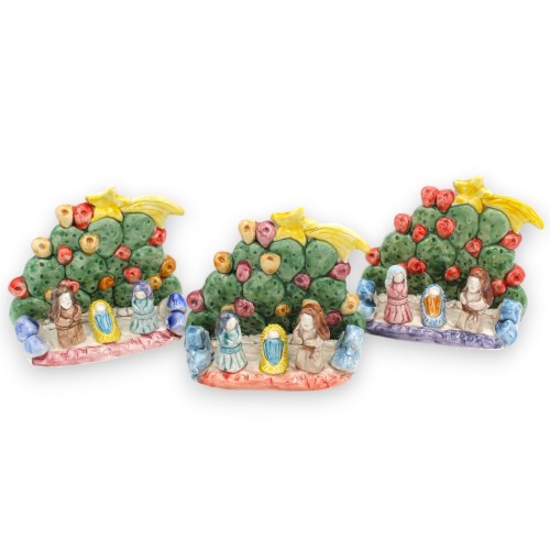 Presépio de figo da Índia altura 12 x L 13 cm aprox. Cerâmica Caltagirone, decorações em relevo e aplicações MD2 - 