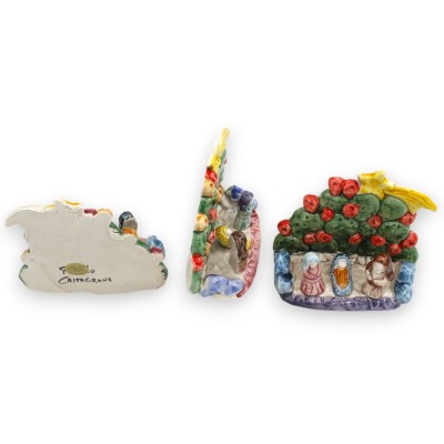 Feigenkaktus-Krippe, ca. H 12 x B 13 cm. Caltagirone-Keramik, Reliefdekorationen und MD2-Anwendungen - 