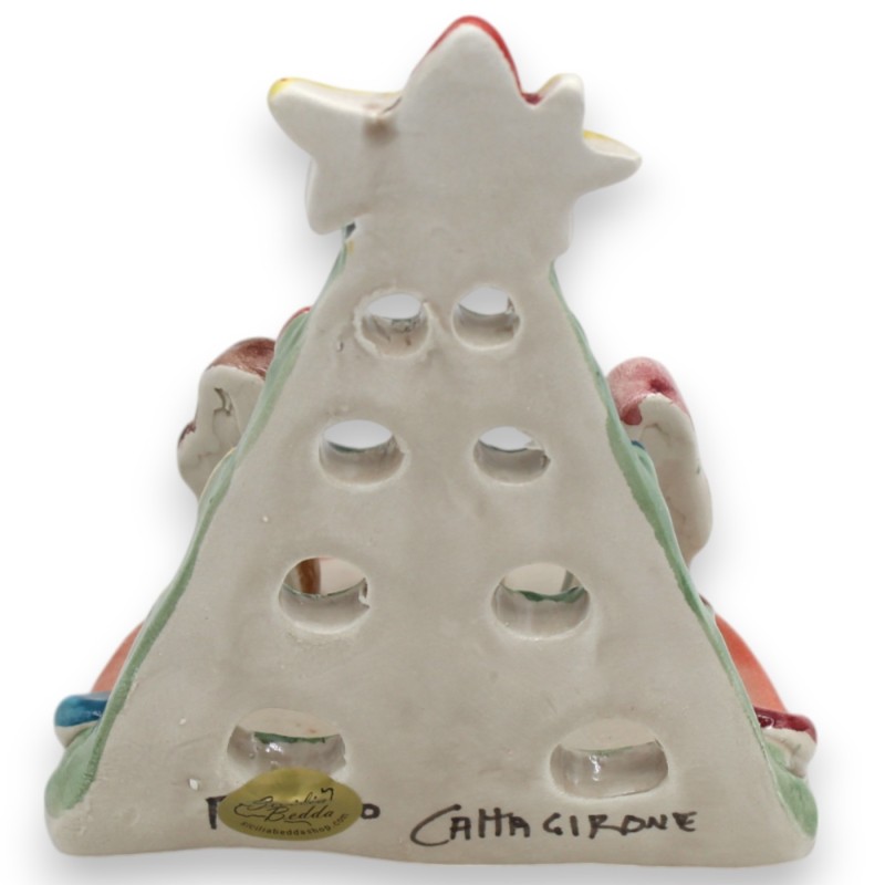 Geperforeerde kerststal, h 14 x B 12 cm ca. Caltagirone-keramiek, reliëfdecoraties en MD3-toepassingen - 