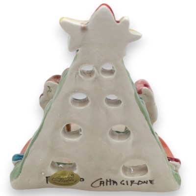 Geperforeerde kerststal, h 14 x B 12 cm ca. Caltagirone-keramiek, reliëfdecoraties en MD3-toepassingen - 