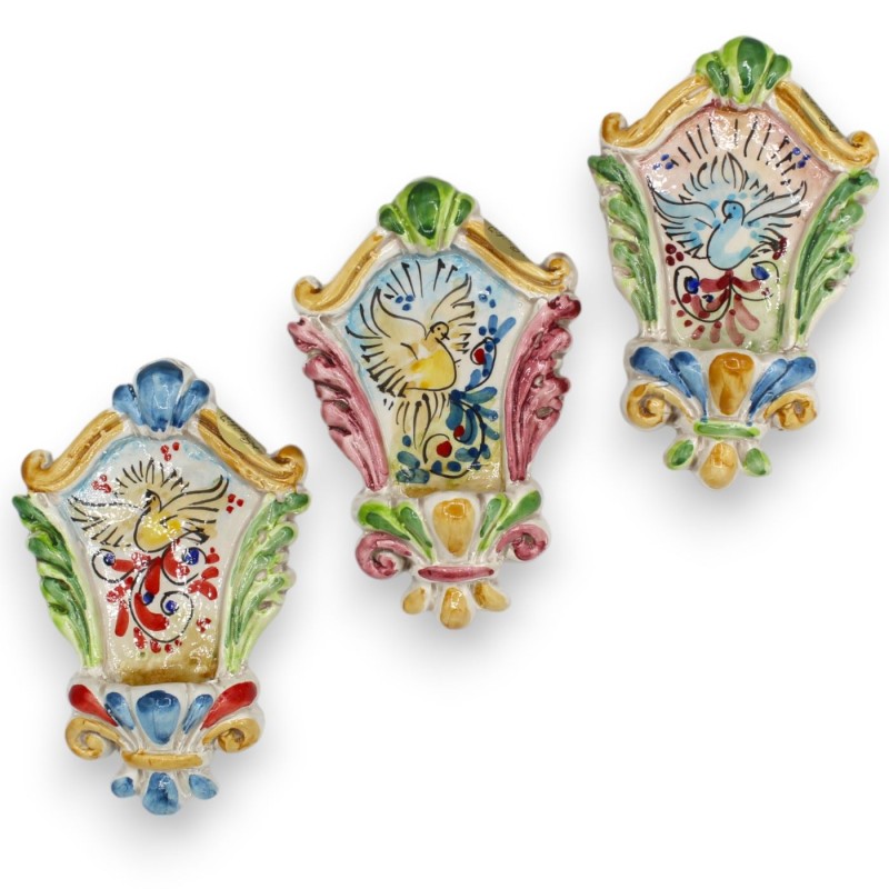 Bénitier en céramique Caltagirone, hauteur environ 14 cm. (1 pièce) couleur aléatoire - 