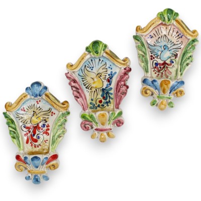 Bénitier en céramique Caltagirone, hauteur environ 14 cm. (1 pièce) couleur aléatoire - 