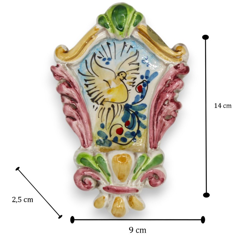 Bénitier en céramique Caltagirone, hauteur environ 14 cm. (1 pièce) couleur aléatoire - 