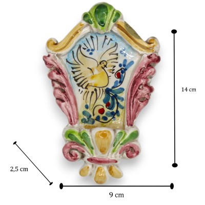 Bénitier en céramique Caltagirone, hauteur environ 14 cm. (1 pièce) couleur aléatoire - 