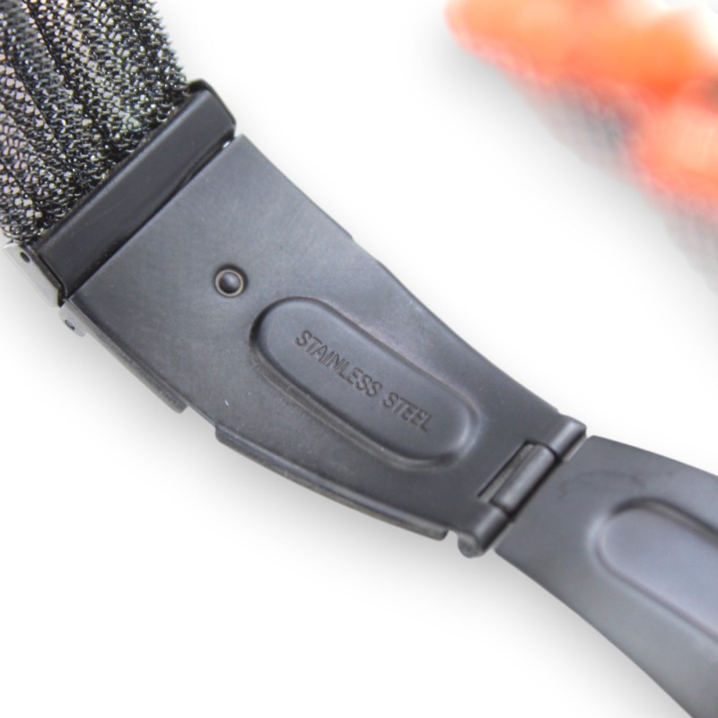 Pulseira artesanal, C aprox. 24 cm. Aplicações em aço inoxidável preto, coral e pérolas naturais - 