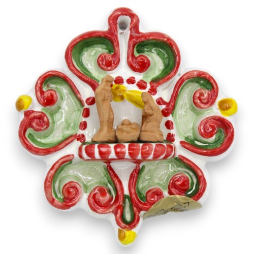 Sizilianisches Keramikbecken, Barockform mit Krippe, ca. H 8 x 7 cm. (1 Stück) zufällige Farbe -  2